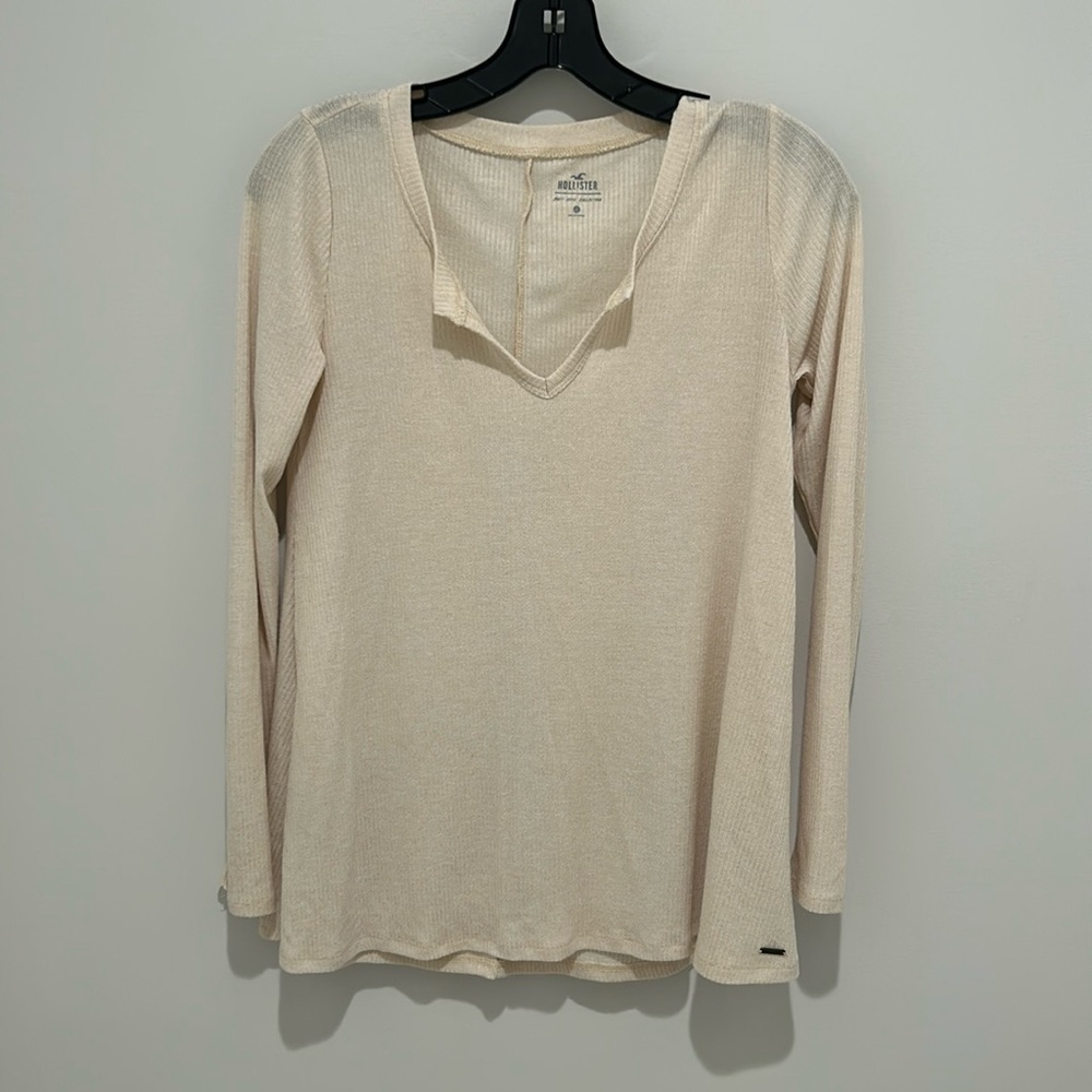Hollister must have collection cream ribbed long sleeve | S